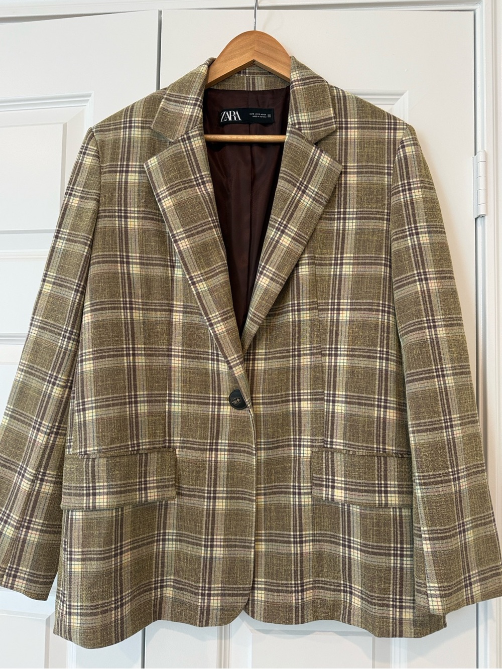 ZARA Women’s Plaid Blazer – Size S
